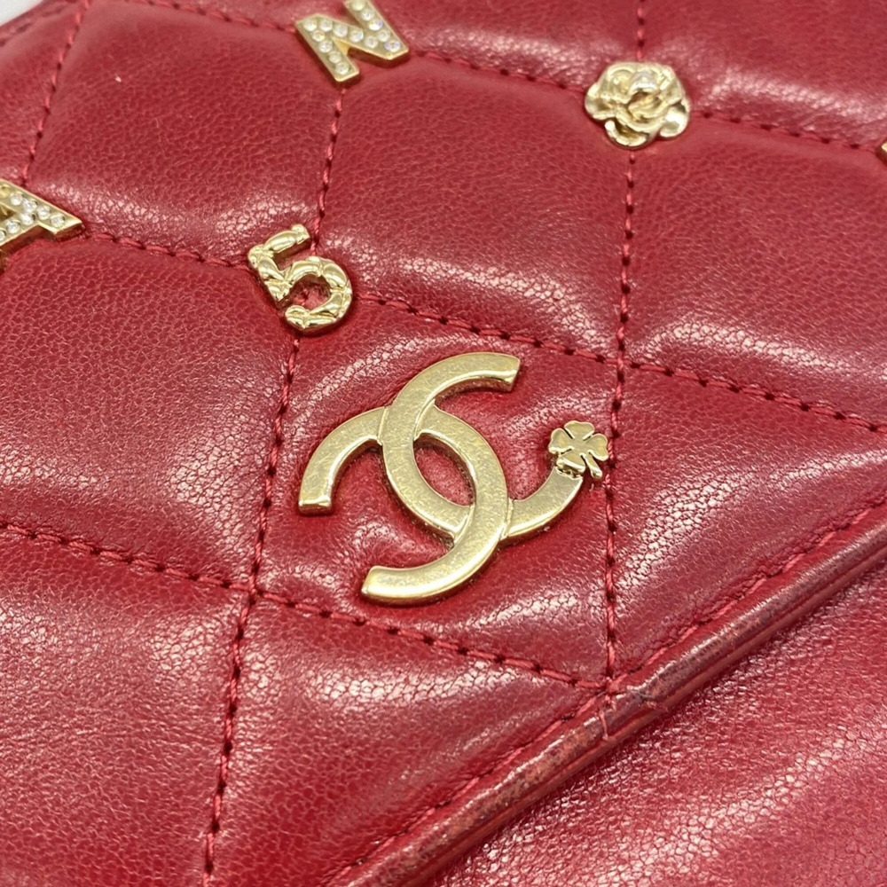 Chanel Matelassé Icon Clutch Bag, Lambskin, Red Champagne, Women's - Picture 11 of 12